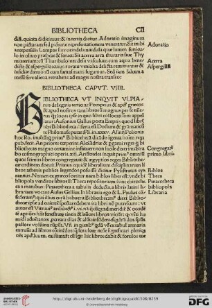 Capvt VIIII: Biblioteca
