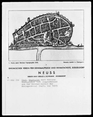 Neuss, Stadtplan nach Merians Topographie
