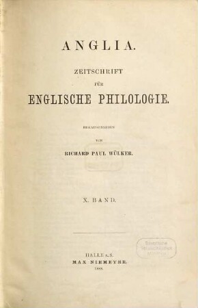 Anglia : journal of English philology. 10. 1888