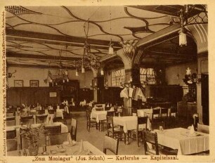 Postkartenalbum. "Zum Moninger (Jos. Schuh) - Karlsruhe - Kapitelsaal". Gasthaus Zum Moninger