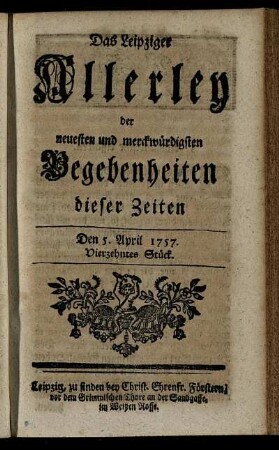 Den 5. April 1757. Vierzehntes Stück.