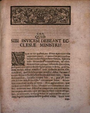 Quid sibi invicem debeant ecclesiae ministri? : ex iure divino et ecclesiastico