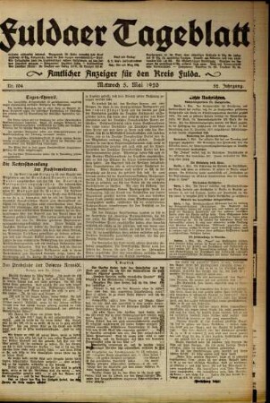 Ausgabe vom Mittwoch, den 05. Mai 1920.