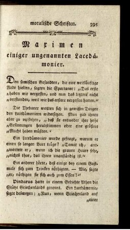Maximen einiger ungenannten Lacedämonier