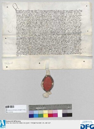 Georius, Abt des Benediktinerklosters St. Egidien in Nürnberg, stellt ein Vidimus aus von der Vergünstigung des Kaisers Friedrich III. für Nürnberg betreffend die Reichshilfe d.d. 7. September 1461.