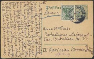 Postkarte von Dora Hitz an Wilhelm Stein