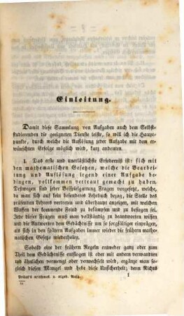 Sammlung arithmetischer und algebraischer Aufgaben, 1.