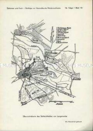 Übersichtskarte des Schlachtfeldes bei Langensalza, Königreich Preußen gegen Königreich Hannover, 27. Juni 1866.