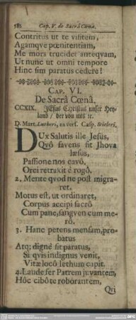 Cap. VI. De Sacra Coena