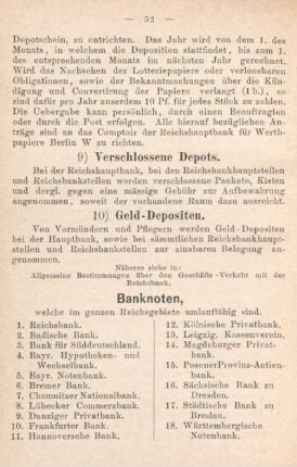 10) Geld-Depositen.