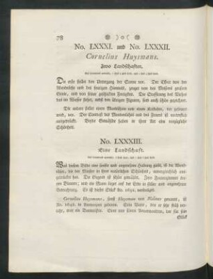 No. LXXXI. und No. LXXXII. Cornelius Huysmans. Zwo Landschaften
