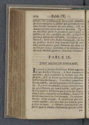Fable IX. D'un medecin ignorant.