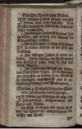 Von den 4. Complexionen der Menschen, zum Aderlassen und Schröpffen