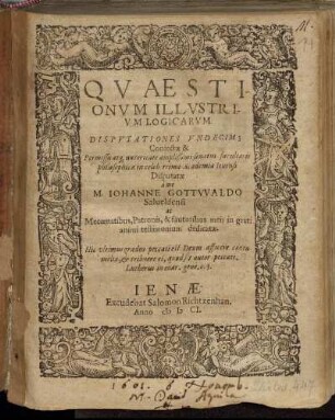 Quaestionum Illustrium Logicarum Disputationes Undecim