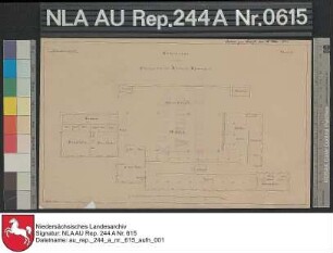 Grundriß vom Platzgebäude der Domäne Kloster Uppingen bei UTTUM Zeichnung von Steffen Papier Format 31,5x19,2 M 1:212