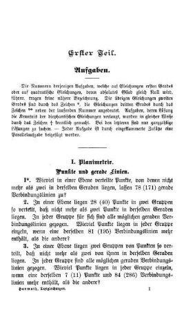 Erster Teil. Aufgaben. Planimetrie und Stereometrie.