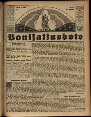 Erste Ausgabe vom Sonntag, den 19. April 1931.