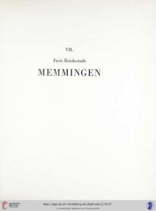 VII. Freie Reichsstadt Memmingen