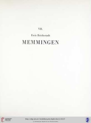 VII. Freie Reichsstadt Memmingen