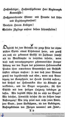 Rede bei der feierlichen Preiseaustheilung des Lyceums und des Schullehrerseminars zu Rastatt...
