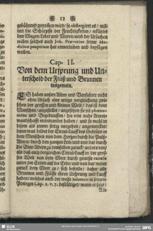 Cap. II. Von dem Ursprung und Unterscheid der Flüß und Brunnen insgemein