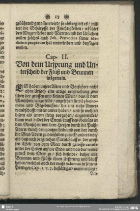 Cap. II. Von dem Ursprung und Unterscheid der Flüß und Brunnen insgemein