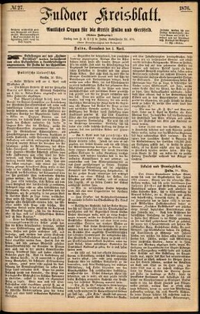 Ausgabe vom Samstag, den 01. April 1876.