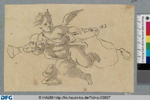 Schwebender Putto mit Trompete