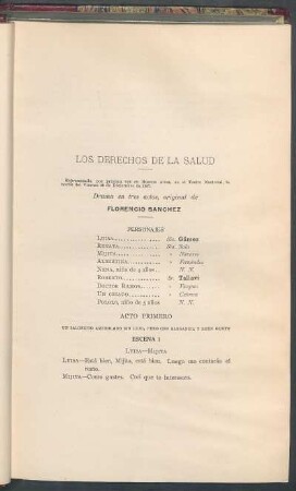 Los derechos de la salud : Drama en tres actos