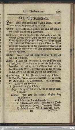 XLI. Nordamerica
