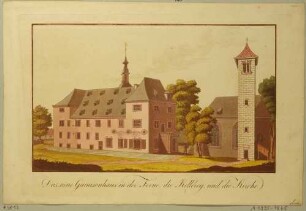Die Magdalenenburg und die Garnisonskirche auf der Festung Königstein in der Sächsischen Schweiz von Südosten, aus einer Serie nach Engelbrechts Prospekten der Festung Königstein 1735 von Pinz