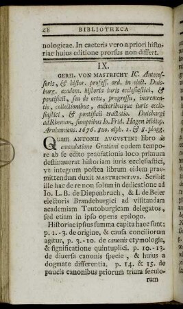 IX. Gerh. von Mastricht IC. Antecessoris, & histor. profess. ord. in elect. Duisburg. academ. historia iuris ecclesiastici[...]