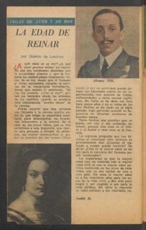 La edad de reinar : Cosas de ayer y de hoy