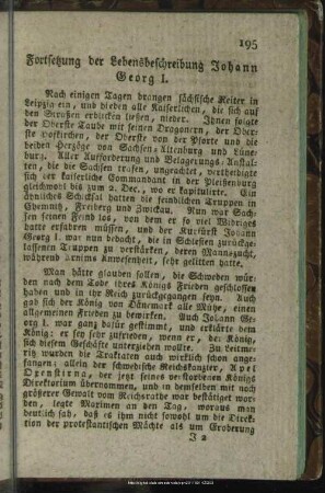 Fortsetzung der Lebensbeschreibung Johann Georg I.