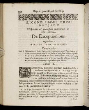Disputatio [...] Octava, De Exceptionibus