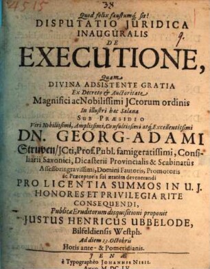 Disputatio Iuridica Inauguralis De Executione