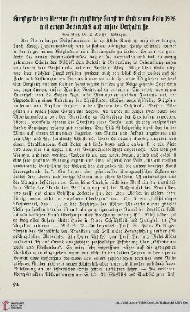 44: Kunstgabe des Vereins für christliche Kunst im Erzbistum Köln 1928 mit einem Seitenblick auf unsere Verhältnisse