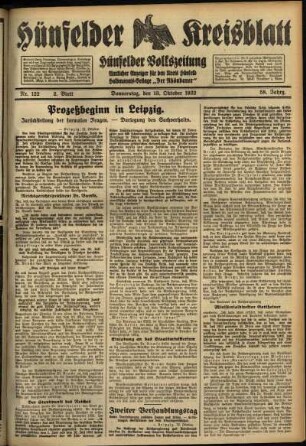 Zweite Ausgabe vom Donnerstag, den 13. Oktober 1932.
