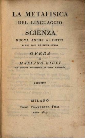 La metafisica del linguaggio ...