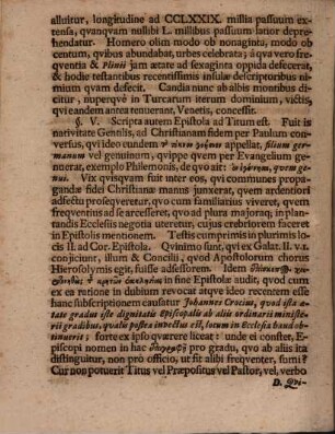 Sancti Apostoli Pauli epistolae ad Titum, in qua idea veri ecclesiae ministri repraesentatur, exegetica expositio