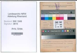 Entnazifizierung Grete Arns , geb. 03.07.1892 ()