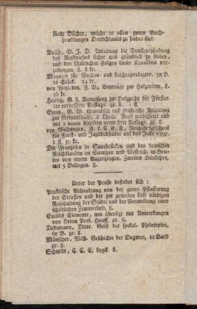 Neue Bücher, welche in allen guten Buchhandlungen Deutschlands zu haben sind.
