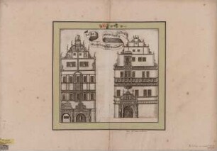 Ansicht des Georgentors vom alten Residenzschloss in Dresden, Kupferstich, um 1680 : Das alte oder von Hertzog Georgen zu Sachsen erbauete Schloß zu Dresden / [Hrsg.: Anton Weck]. - [Nürnberg] : [Hoffmann] ; [Nürnberg] : [Froberger] , [1680]. - 1 Kunstbl. : Kupferstich ; 35 x 33 cm