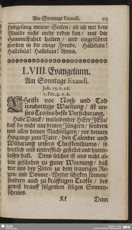 LVIII. Evangelium. Am Sonntage Exaudi