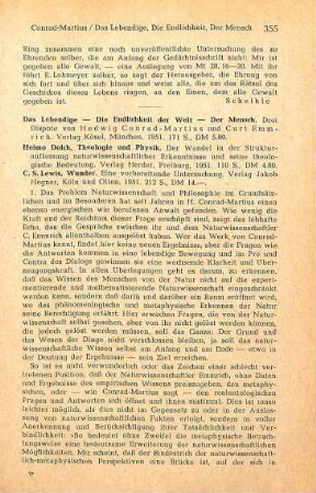 355-357 [Rezension] Conrad-Martius, Hedwig, Das Lebendige