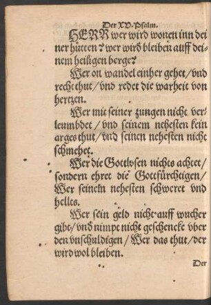 Der XV. Psalm.