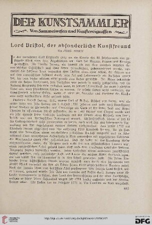 11.1919: Lord Bristol, der absonderliche Kunstfreund