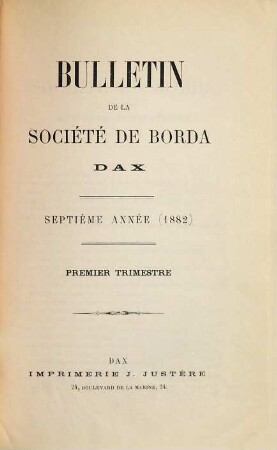 Bulletin de la Société de Borda. 7. 1882