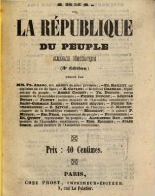 La république du peuple : almanach démocratique, 1851 = 3. edition