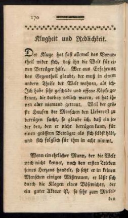 Klugheit und Redlichkeit.